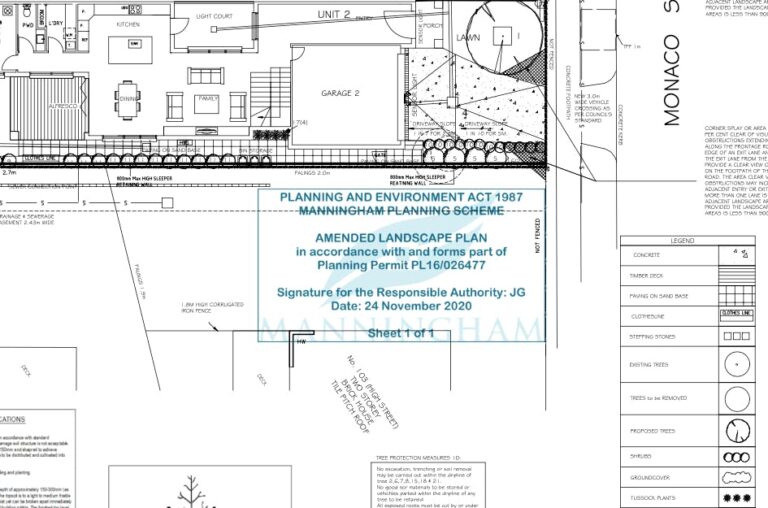 Specifications for a Landscape plan for Town Planning purpose.