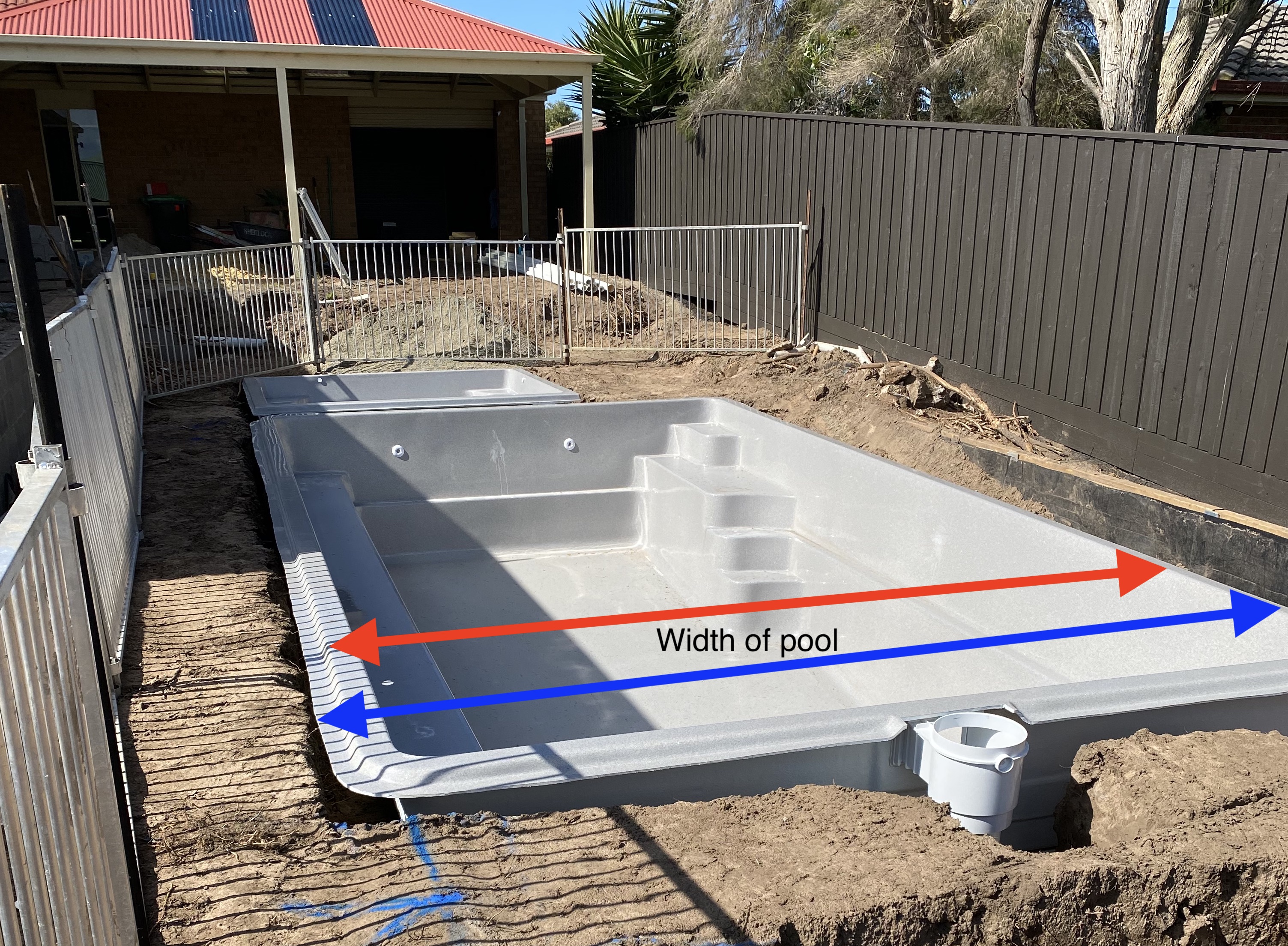 Width of fibreglass pool
